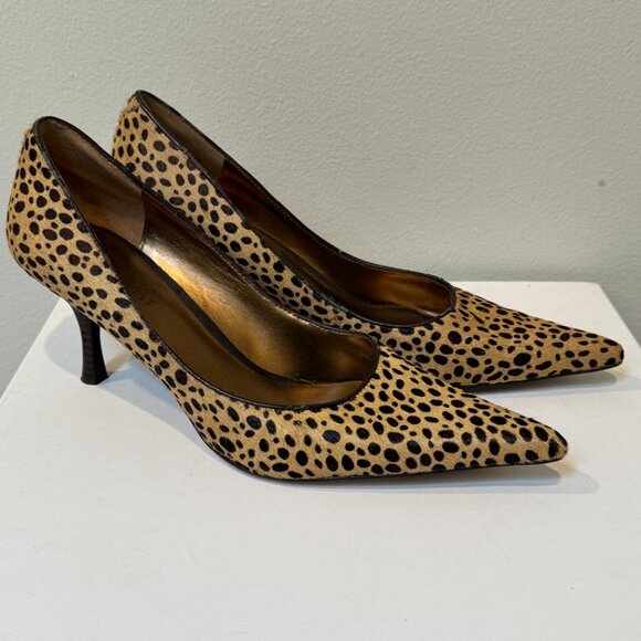 Nine West Leopard Print Pony Hair Pumps Heels Cheetah - Size 9M - Picture 3 of 8